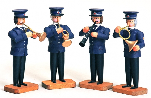 4 Musiker mit Trompete Flügelhorn, Klarinette u. Waldhorn 